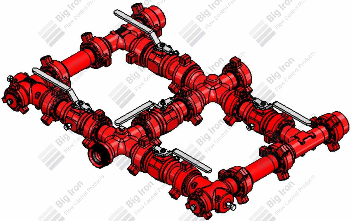 Manifold 2” Fig 602 5 Ball Valve Single Stage W/ 2 Positives 6000 Psi Nace Service