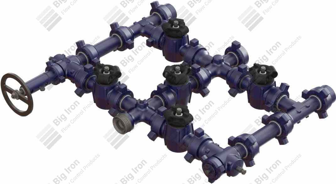 Manifold 2” Fig 602 5 Plug Valve Single Stage W/1 Adjustable-1 Positive 6000 Psi Nace Service